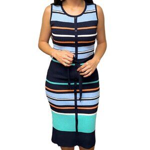 Blue Striped Midi Dress